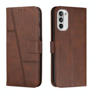 For Motorola Moto G52 Stitching Calf Texture Buckle Leather Phone Case(Brown) (OEM)