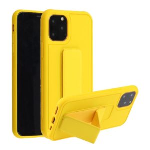 For iPhone 12 Pro Max Shockproof PC + TPU Protective Case with Wristband & Holder(Yellow) (OEM)