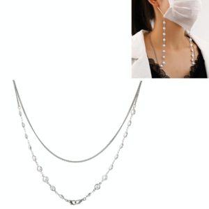 Mask Anti-Lost Hanging Chain Round Handmade Pearl Multi-Purpose Sweater Chain Glasses Chain(Silver) (OEM)