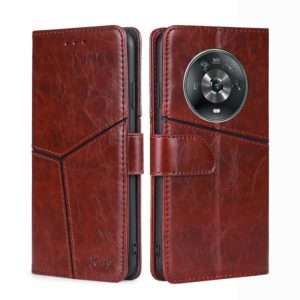 For Honor Magic4 Geometric Stitching Horizontal Flip Leather Phone Case(Dark Brown) (OEM)