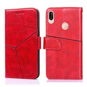 For Huawei P20 lite / nova 3e Geometric Stitching Horizontal Flip TPU + PU Leather Case with Holder & Card Slots & Wallet(Red) (OEM)