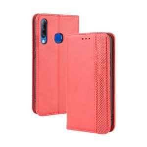 For Infinix Smart 3 Plus / X627 Magnetic Buckle Retro Crazy Horse Texture Horizontal Flip Leather Case , with Holder & Card Slots & Photo Frame(Red) (idewei) (OEM)
