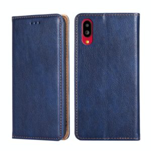 For Sharp Simple Sumaho 6-A201SH Pure Color Magnetic Leather Phone Case(Blue) (OEM)