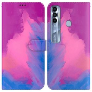 For Tecno Spark 7 Pro Watercolor Pattern Horizontal Flip Leather Phone Case(Purple Red) (OEM)