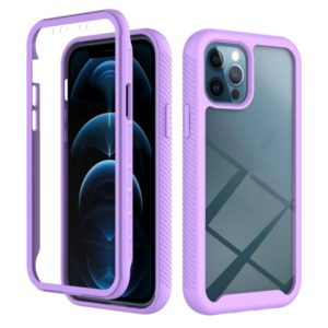 For iPhone 12 / 12 Pro Starry Sky Solid Color Series Shockproof PC + TPU Case with PET Film(Light Purple) (OEM)