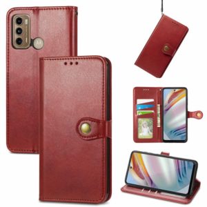 For Motorola G60 Solid Color Leather Buckle Phone Case with Lanyard & Photo Frame & Card Slot & Wallet & Stand Function(Red) (OEM)