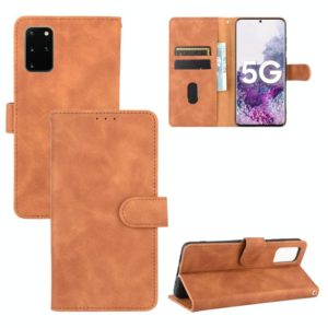 For Samsung Galaxy S20 Plus Solid Color Skin Feel Magnetic Buckle Horizontal Flip Calf Texture PU Leather Case with Holder & Card Slots & Wallet(Brown) (OEM)