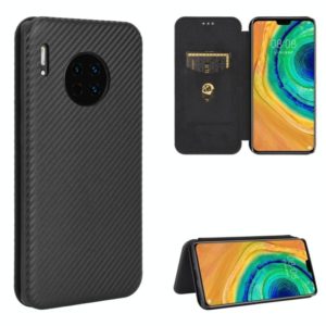 For Huawei Mate 30 Carbon Fiber Texture Horizontal Flip TPU + PC + PU Leather Case with Card Slot(Black) (OEM)