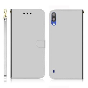 For Galaxy A10 / M10 Imitated Mirror Surface Horizontal Flip Leather Case with Holder & Card Slots & Wallet & Lanyard(Silver) (OEM)