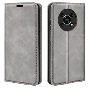 For Honor X30 / Magic 4 Lite Retro-skin Magnetic Suction Leather Phone Case(Grey) (OEM)