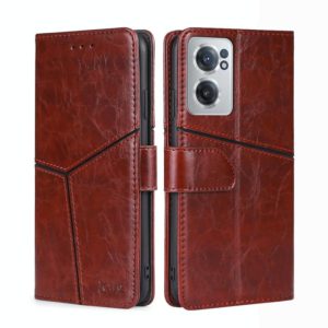 For OnePlus Nord CE 2 5G Geometric Stitching Horizontal Flip TPU + PU Leather Phone Case(Dark Brown) (OEM)