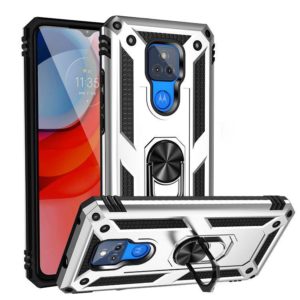 For Motorola Moto G Play (2021) Shockproof TPU + PC Protective Case with 360 Degree Rotating Holder(Silver) (OEM)