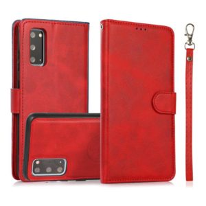 For Samsung Galaxy S20 Calf Texture 2 in 1 Detachable Magnetic Back Cover Horizontal Flip Leather Case with Holder & Card Slots & Wallet & Photo Frame(Red) (OEM)