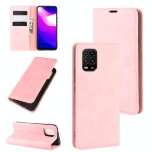 For Xiaomi Mi 10 Lite 5G Retro-skin Business Magnetic Suction Leather Case with Holder & Card Slots & Wallet(Pink) (OEM)