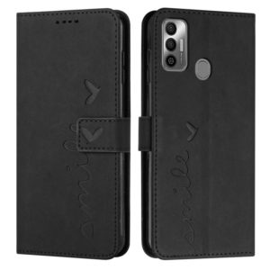 For Tecno Spark 7T/Spark 7 Skin Feel Heart Pattern Leather Phone Case(Black) (OEM)
