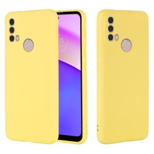 For Motorola Moto E20 / E30 / E40 Pure Color Liquid Silicone Shockproof Phone Case(Yellow) (OEM)