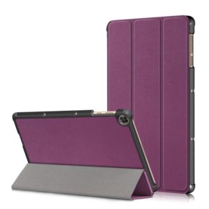 For Huawei Enjoy Tablet 2 10.1 inch / Honor Pad 6 10.1 inch Solid Color Horizontal Flip Leather Case with Three-folding Holder & Sleep / Wake-up Function(Purple) (OEM)