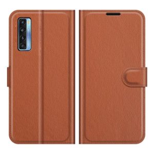 For TCL 20S / 20 5G / 20L Litchi Texture Horizontal Flip Protective Case with Holder & Card Slots & Wallet(Brown) (OEM)