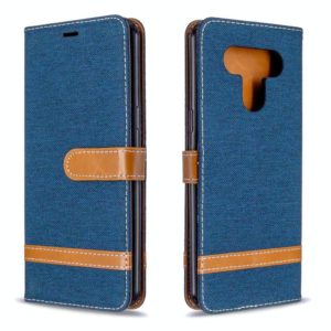 For LG K51 Color Matching Denim Texture Horizontal Flip Leather Case with Holder & Card Slots & Wallet & Lanyard(Navy Blue) (OEM)