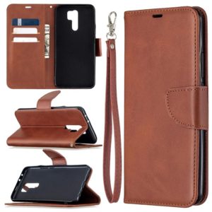For Xiaomi Redmi 9 Retro Lambskin Texture Pure Color Horizontal Flip PU Leather Case with Holder & Card Slots & Wallet & Lanyard(Brown) (OEM)