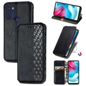 For Motorola Moto G60S Cubic Grid Pressed Horizontal Flip Magnetic Leather Phone Case with Holder & Card Slots & Wallet(Black) (OEM)