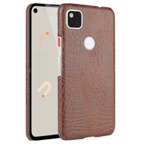 For Google Pixel 4a Shockproof Crocodile Texture PC + PU Case(Brown) (OEM)