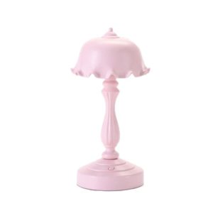 Retro Charging Table Lamp Bedroom Bed LED Eye Protection Light(LD04 Flower Hat Pink) (OEM)