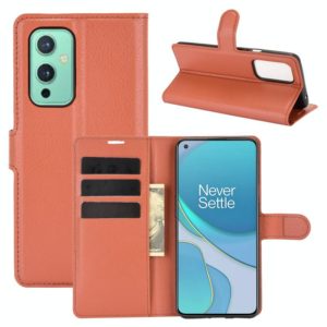 For OnePlus 9 Litchi Texture Horizontal Flip Protective Case with Holder & Card Slots & Wallet(Brown) (OEM)