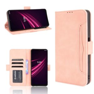 For T-Mobile REVVL V+ 5G Skin Feel Calf Pattern Horizontal Flip Leather Case with Holder & Card Slots & Photo Frame(Pink) (OEM)