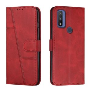 For Motorola Moto G Pure Stitching Calf Texture Buckle Leather Phone Case(Red) (OEM)