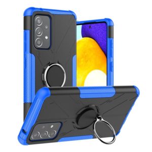 For Samsung Galaxy A52 5G / 4G Machine Armor Bear Shockproof PC + TPU Protective Case with Ring Holder(Blue) (OEM)