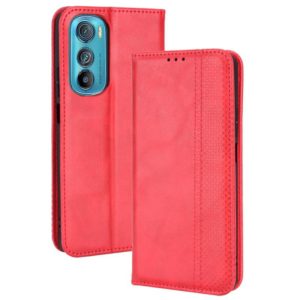 For Motorola Edge 30 Magnetic Buckle Retro Texture Leather Phone Case(Red) (OEM)