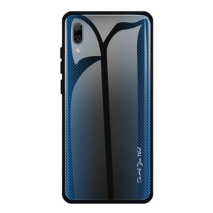 For Huawei Enjoy 9 Plus / Y9 2019 Texture Gradient Glass Protective Case(Blue) (OEM)