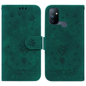 For OnePlus Nord N100 Butterfly Rose Embossed Leather Phone Case(Green) (OEM)