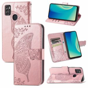 For ZTE Blade A7S 2020 Butterfly Love Flowers Embossed Horizontal Flip Leather Case with Holder & Card Slots & Wallet & Lanyard(Rose Gold) (OEM)