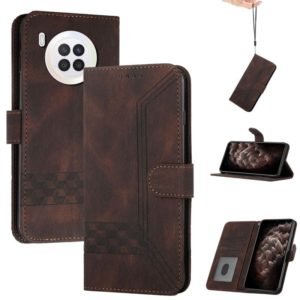 For Huawei nova 8i Cubic Skin Feel Flip Leather Phone Case(Dark Brown) (OEM)