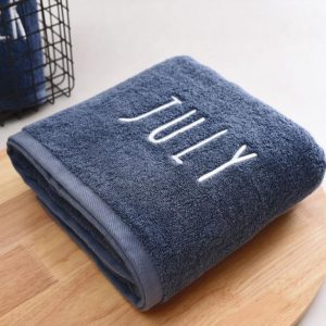 Month Embroidery Soft Absorbent Increase Thickened Adult Cotton Bath Towel, Pattern:July(Gray) (OEM)