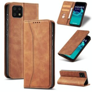 For Sharp Aquos Sense 6 Magnetic Dual-fold Leather Phone Case(Brown) (OEM)