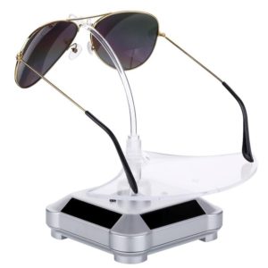 Solar 360 Degree Rotating Turntable Colorful Lights Glasses Display Stand(Silver) (OEM)