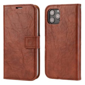 For iPhone 12 / 12 Pro Crazy Horse Texture Detachable Magnetic Back Cover Horizontal Flip Leather Case with Holder & Card Slots & Photo Frame & Wallet(Brown) (OEM)