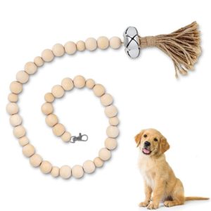 Dog Doorbell Dog Trainer Hanging Rope Funny Cat Toy,Style: Wooden Beads Silver (OEM)