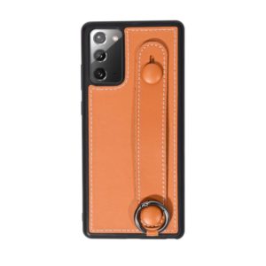 For Samsung Galaxy Note 20 Top Layer Cowhide Shockproof Protective Case with Wrist Strap Bracket(Brown) (OEM)