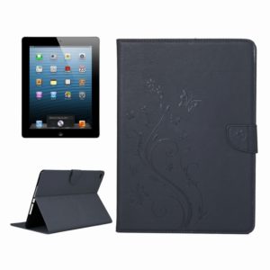 For iPad Air Pressed Flowers Butterfly Pattern Horizontal Flip PU Leather Case with Magnetic Buckle & Holder & Card Slots & Wallet(Black) (OEM)