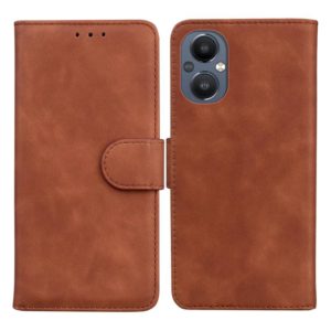 For OnePlus Nord N20 5G Skin Feel Pure Color Flip Leather Phone Case(Brown) (OEM)
