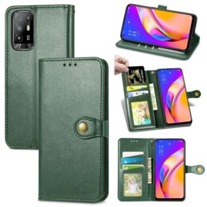 For OPPO A94 5G /F19 Pro+ 5G /Reno5 Z Solid Color Leather Buckle Phone Case with Lanyard & Photo Frame & Card Slot & Wallet & Stand Function(Green) (OEM)