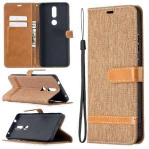 For Nokia 2.4 Color Matching Denim Texture Leather Case with Holder & Card Slots & Wallet & Lanyard(Brown) (OEM)
