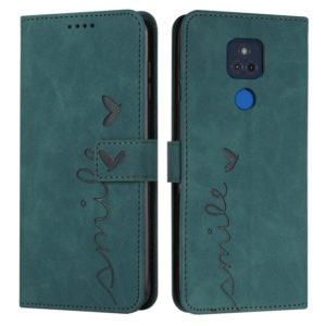 For Motorola Moto G Play 2021 Skin Feel Heart Pattern Leather Phone Case(Green) (OEM)