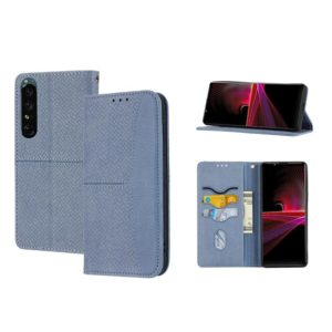 For Sony Xperia 1 IV Woven Texture Stitching Magnetic PU Leather Phone Case(Grey) (OEM)