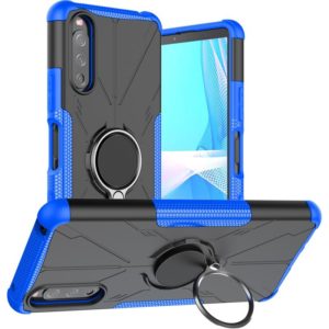 For Sony Xperia 10 III Armor Bear Shockproof PC + TPU Protective Case with Ring Holder(Blue) (OEM)