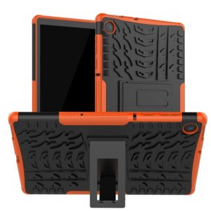 For Lenovo Tab M10 Plus TB-X606F Tire Texture Shockproof TPU+PC Protective Case with Holder(Orange) (OEM)